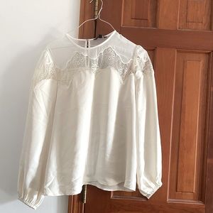 Express Lace Pieced Balloon Sleeve Top